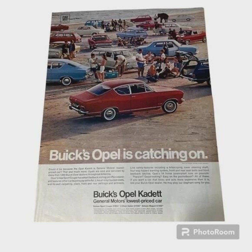 1967 Buick Opel Kadett Beach Original Vintage Print Ad
